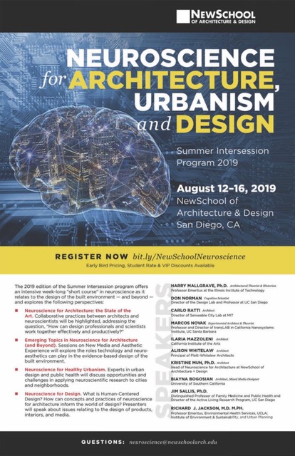 Programme d'inscription à la cession "Neurosciences for Architecture, Urbanisme and Design".